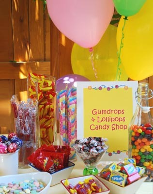 candy themed kids party activities candy shop gumdrops lollipops