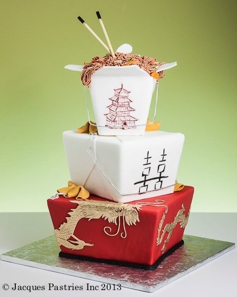 chinese takeout cake, asian theme baby shower, party