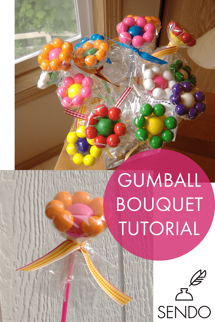 Gumball Bouquet Flower Tutorial, creative, fun, colorful gift idea