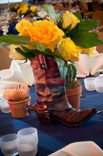 western themed events cowboy boot flowers roses vase ideas inspiration