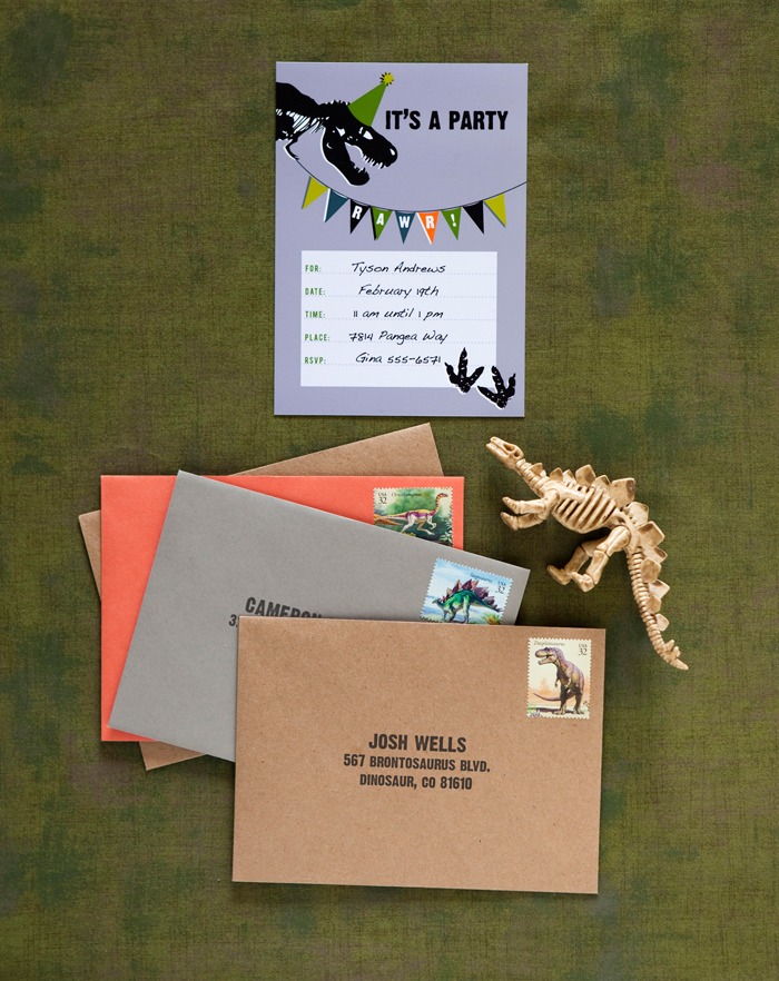 dinosaur party for boys birthday invitations