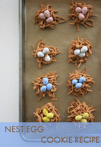 nest egg cookies recipe, easter cookies, birds eggs, chow mein noodles, chocolate