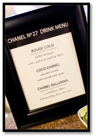 chanel party theme drink menu cocktails