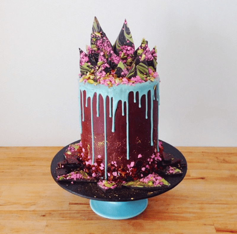 katherine sabbath, amazing cake, deep purple, blue, pink