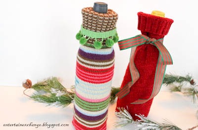 Recycled Sweater Wine Bottle Gift Bags Tutorial DIY Upcycle