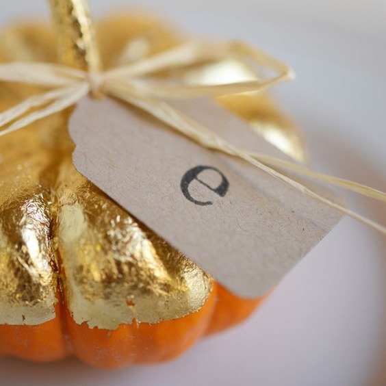 Gold Pumpkin Place Card