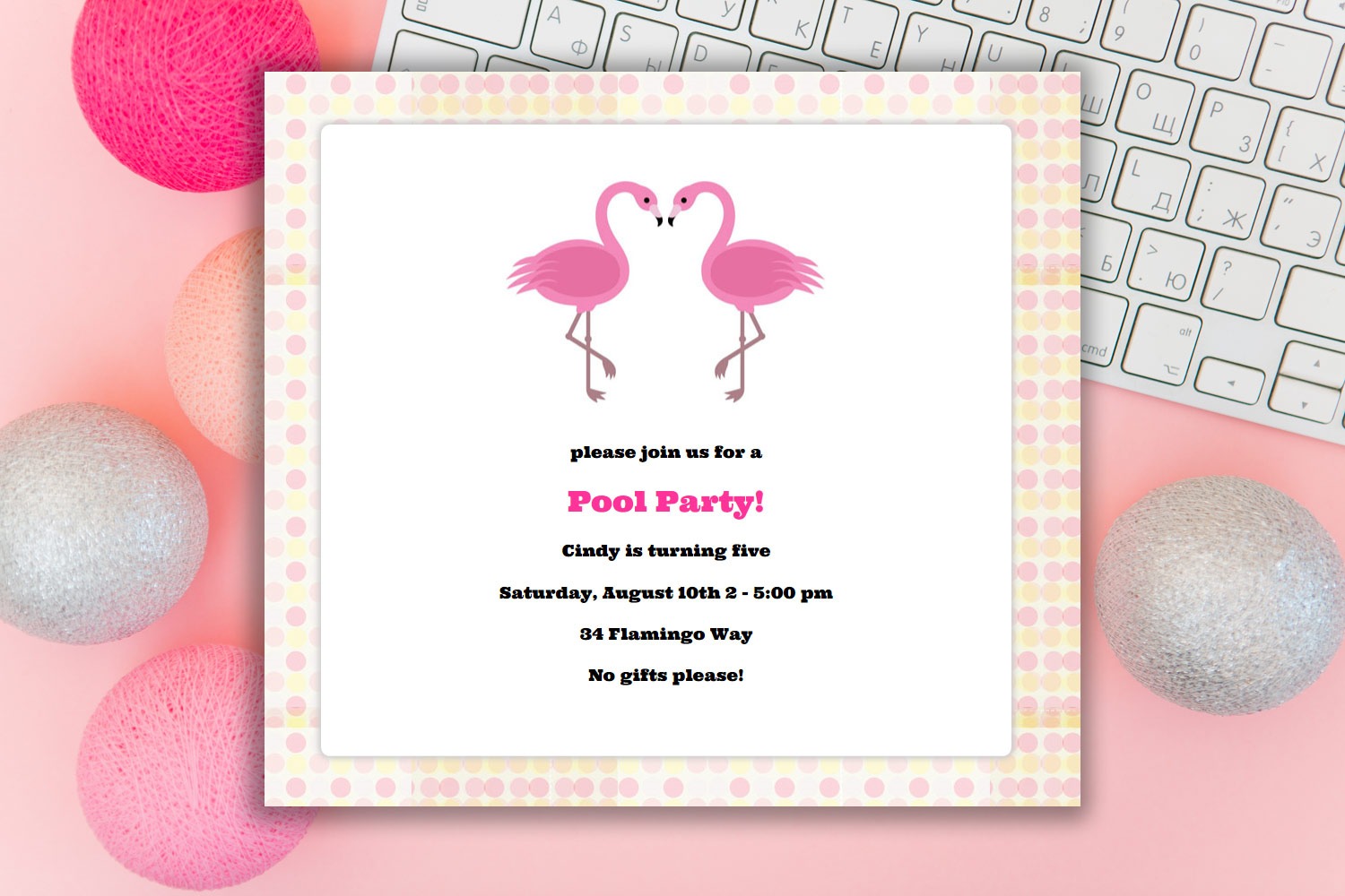 Planning a flamingo party? Use this evite - free for up to 10 guests!