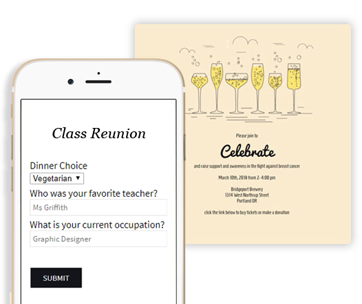 Poll your guests on your Class Reunion invitation. Ask guests dinner choices, etc. #invitations #polling #classreunion