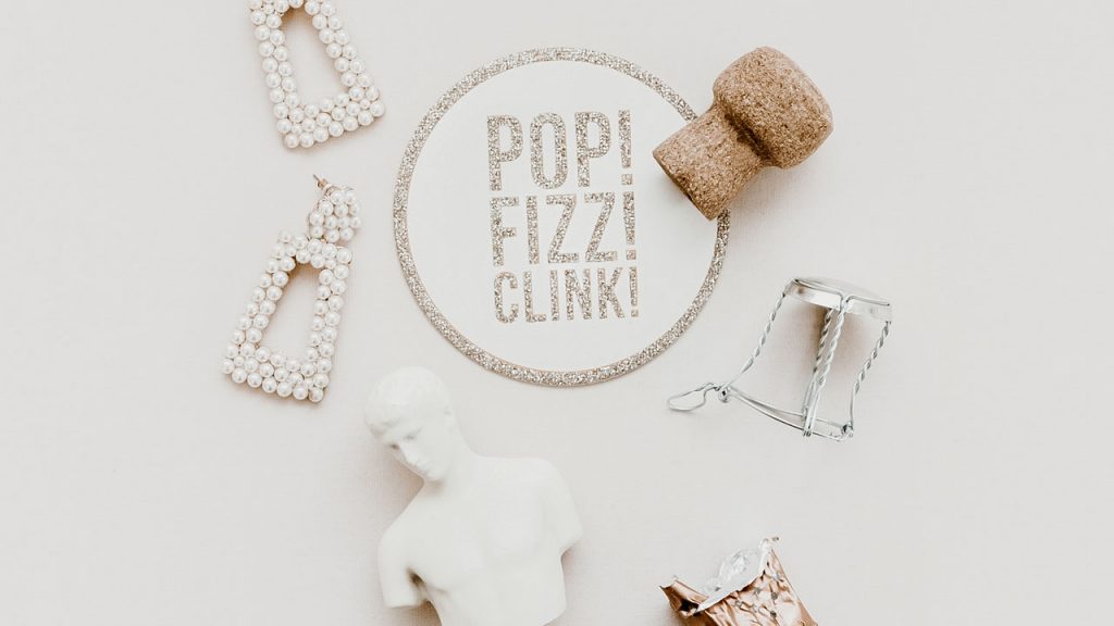 Pop Fizz Clink Champagne Zoom Background | Sendo Invitations