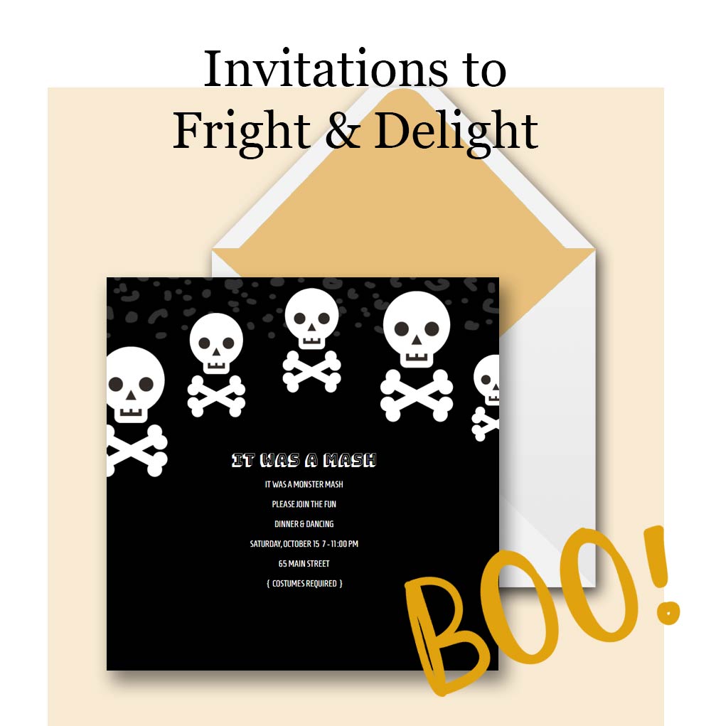 Online Halloween Invitations to Fright & Delight | Spook your guests with an invite from Sendo - Track RSVPs, Sell Tickets, Text Message Invites. Create and send an online invitation now!