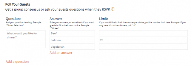 How to create a survey on your invitation - Sendo Invitations