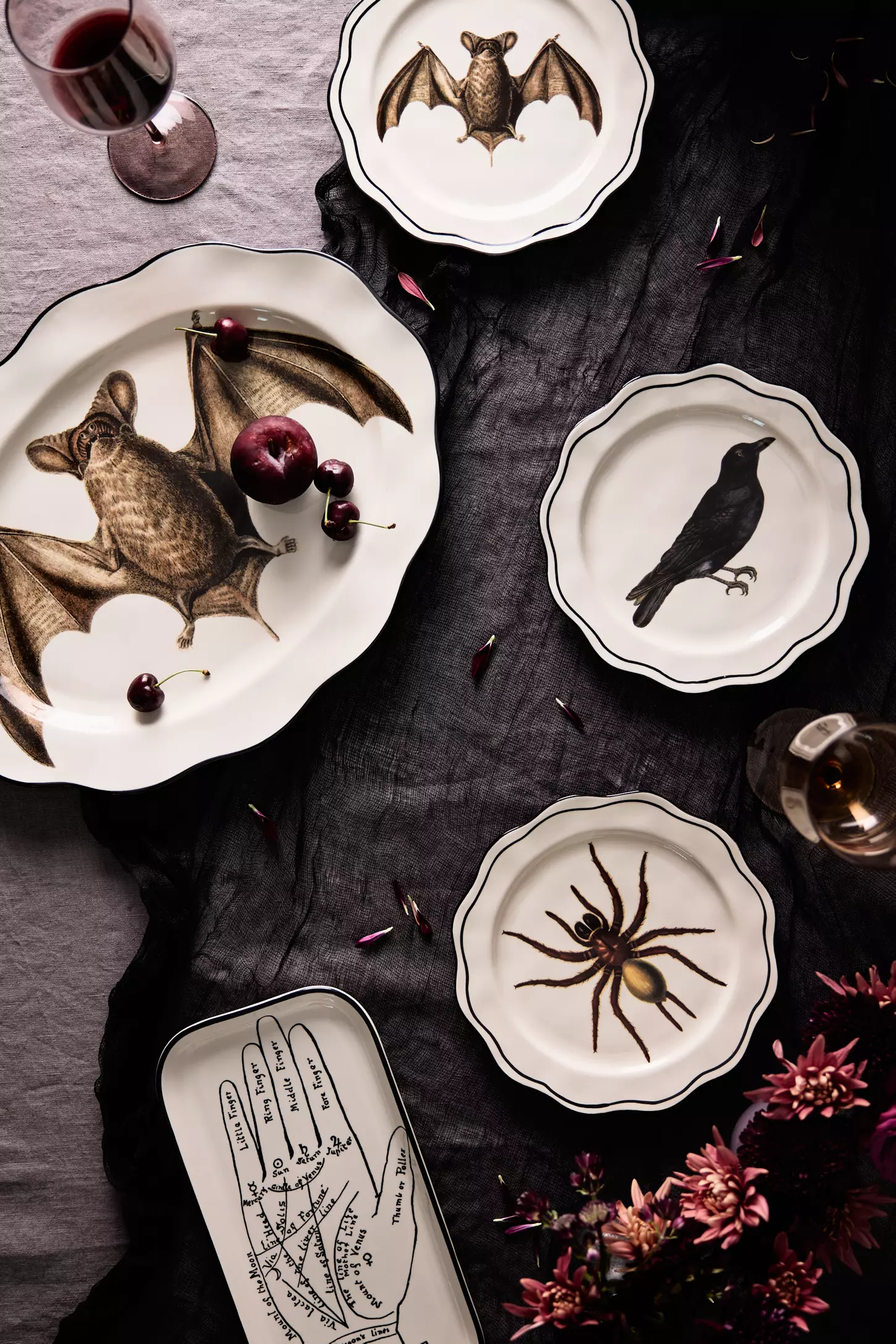 Bat and spider Halloween dishes