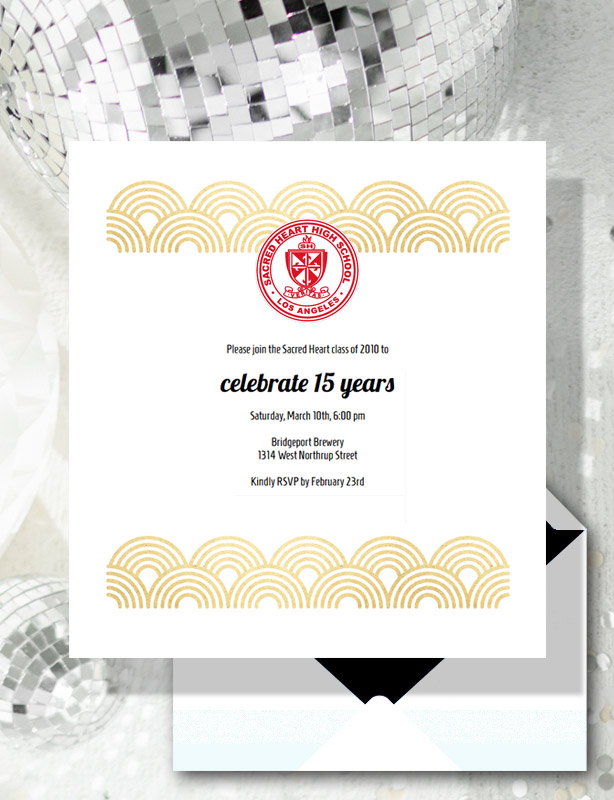 Sendo Gold Circles Class Reunion Invitation