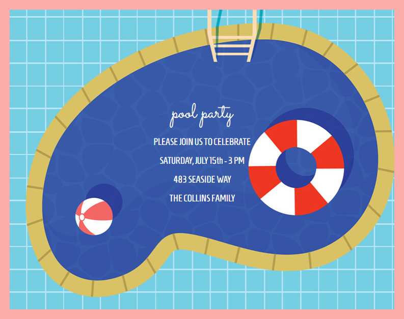 Dive Right In Pool Party Invitation