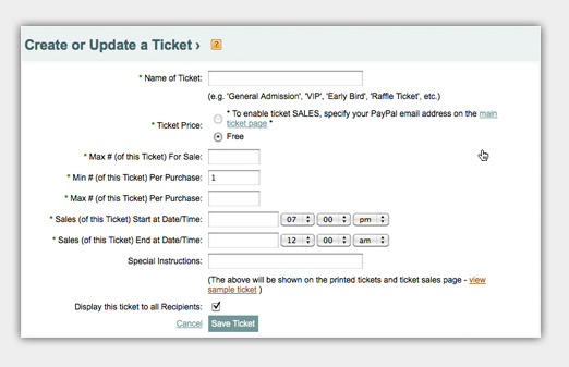 Create or Update a Ticket